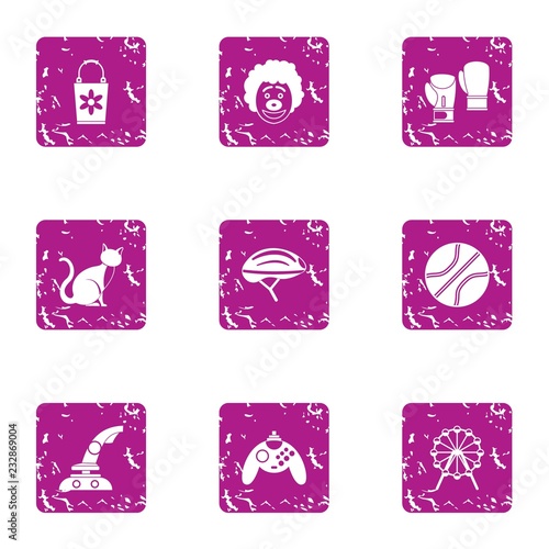 Bureau icons set. Grunge set of 9 bureau vector icons for web isolated on white background