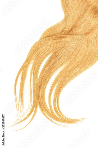 Lush blond hair isolated on white background
