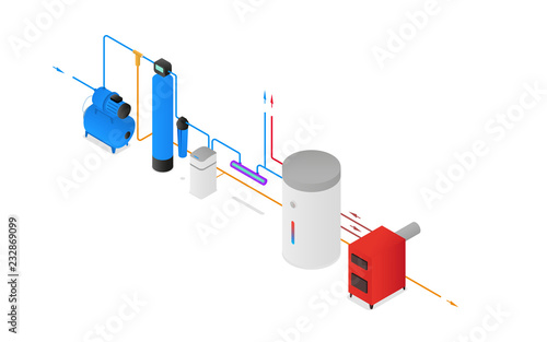 Isometry water filter system scheme