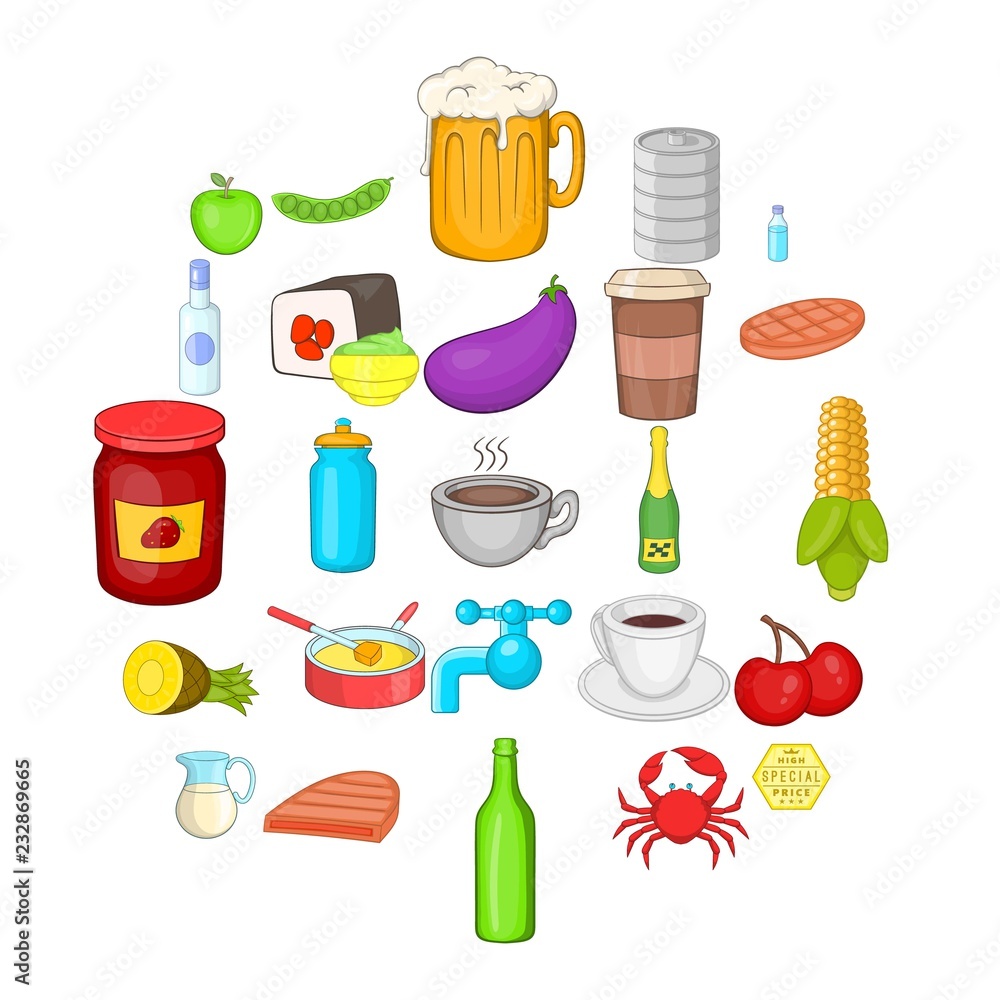 Jam icons set. Cartoon set of 25 jam vector icons for web isolated on white background Jam icons set. Cartoon set of 25 jam vector icons for web isolated on white background