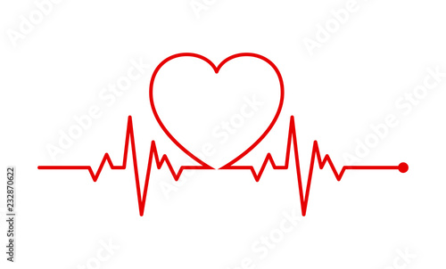 heart rhythm, Electrocardiogram, ECG - EKG signal, Heart Beat pulse line concept design isolated on white background