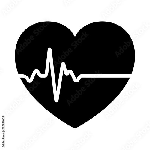heart and  ECG - EKG signal, Heart Beat pulse line concept design isolated on white background