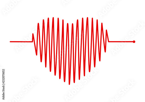 heart and  ECG - EKG signal, Heart Beat pulse line concept design isolated on white background