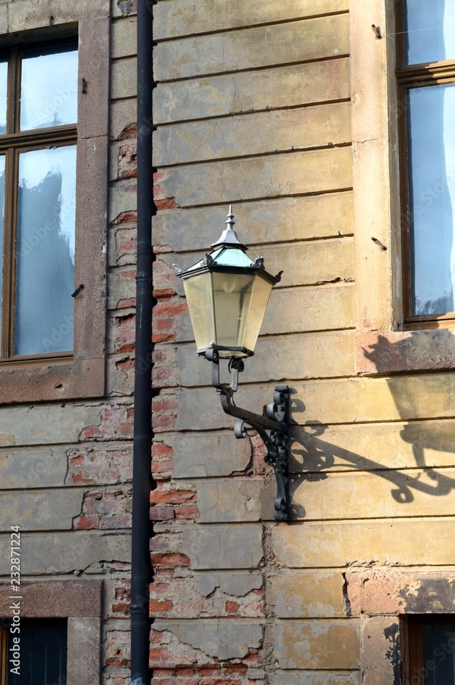 Street lamp at an old house on the castle in Altenburg