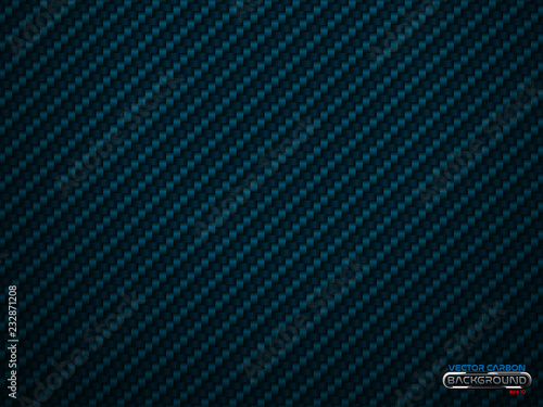 Vector blue carbon fiber volume background. Abstract decoration cloth material wallpaper with shadow for car tuning or service