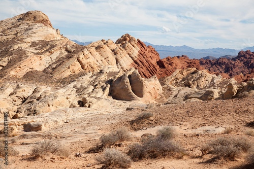 view of the many hues and colors in the rodck formations as seen in theValley of Fire State Park photo