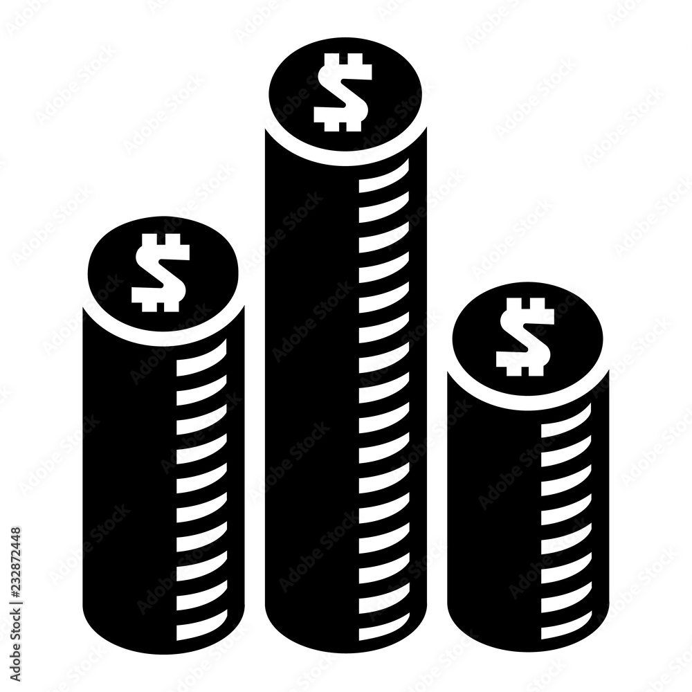 Coin stack icon. Simple illustration of coin stack vector icon for web design isolated on white background Coin stack icon. Simple illustration of coin stack vector icon for web design isolated on white background