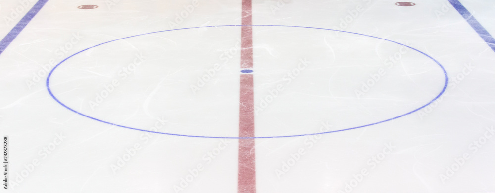 Εκτύπωση καμβά Fragment of ice hockey rink with a central circle