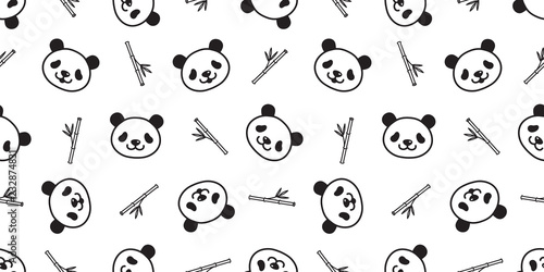 bear seamless pattern panda vector polar bear teddy bamboo scarf isolated tile background cartoon repeat wallpaper doodle illustration