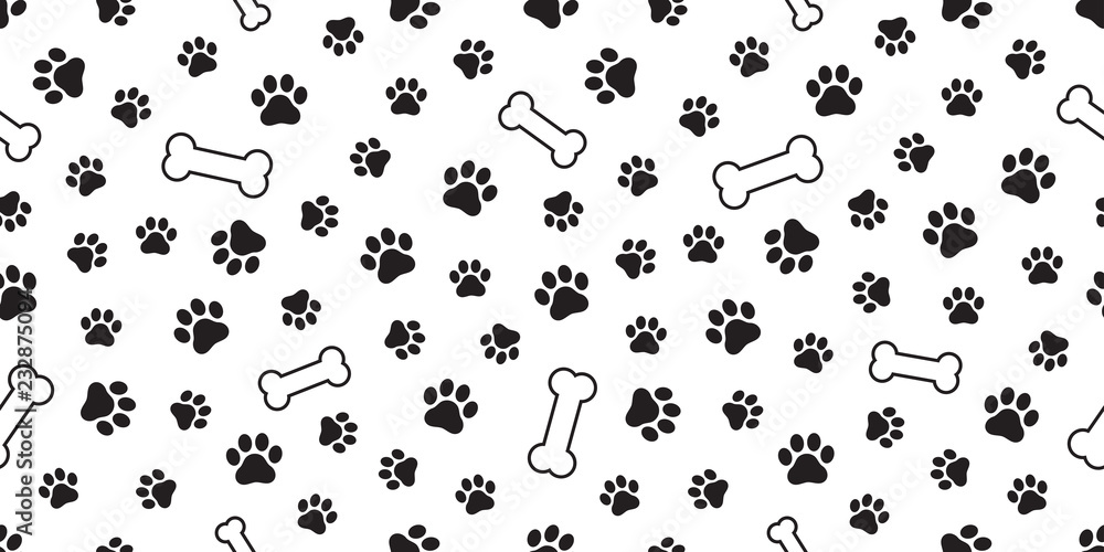 dog paw seamless pattern vector french bulldog dog bone tile background scarf isolated wallpaper repeat