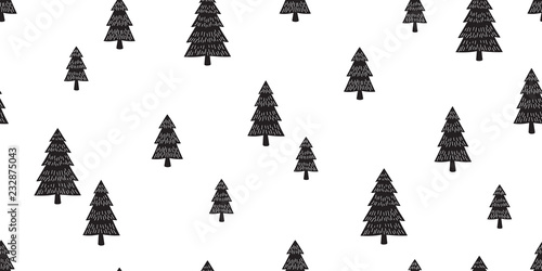 Christmas tree seamless pattern vector wood forest snow Santa Claus