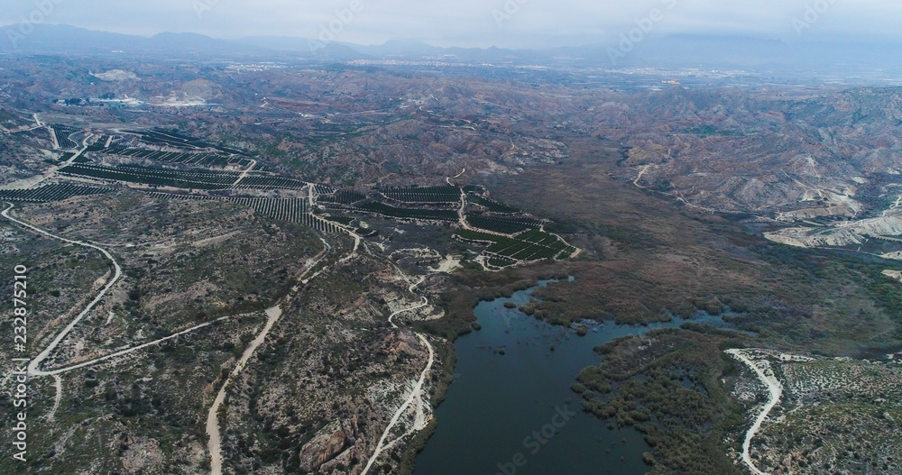 Lake in mountains drone wives 