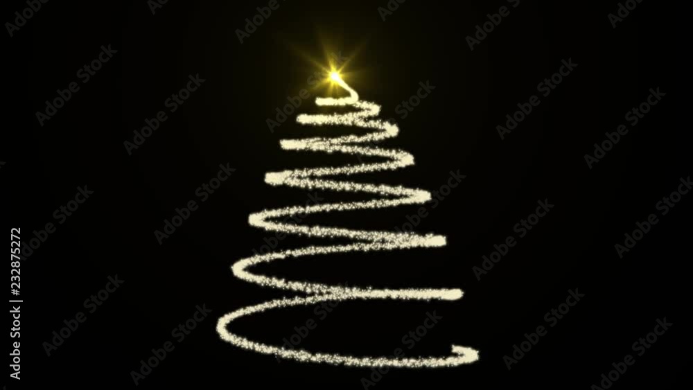 White Animated Christmas tree with black background White Animated Christmas tree with black background