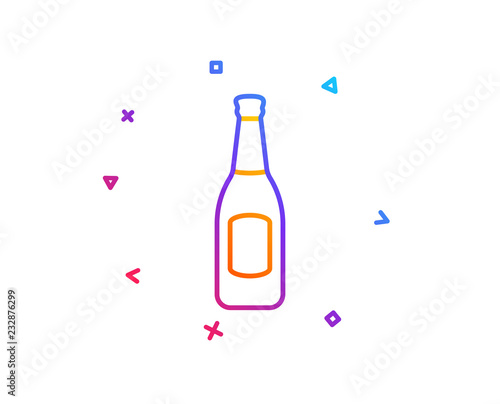 Beer bottle line icon. Pub Craft beer sign. Brewery beverage symbol. Gradient line button. Beer icon design. Colorful geometric shapes. Vector