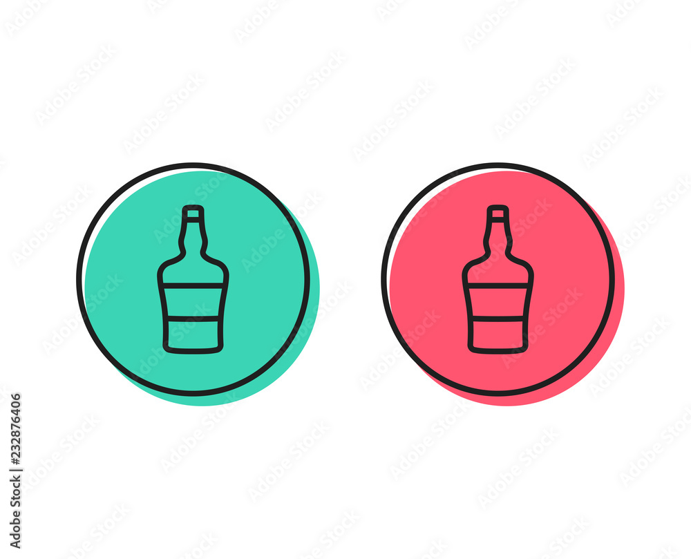 Scotch bottle line icon. Brandy alcohol sign. Positive and negative circle buttons concept. Good or bad symbols. Scotch bottle Vector