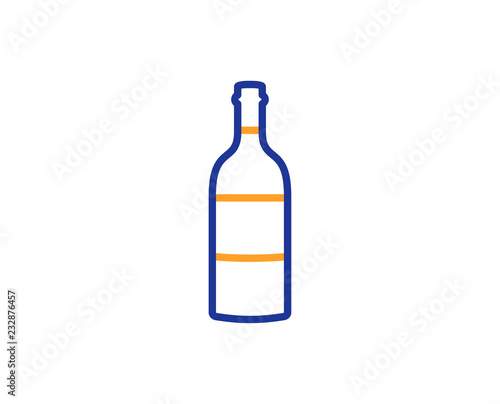 Wine bottle line icon. Merlot or Cabernet Sauvignon sign. Colorful outline concept. Blue and orange thin line color icon. Wine bottle Vector