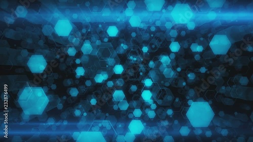 Wallpaper Mural Abstract technological background of glowing hexagons. Seamless loop animation. High-quality 3D rendering for financial, banking, web technologies or social background. Torontodigital.ca