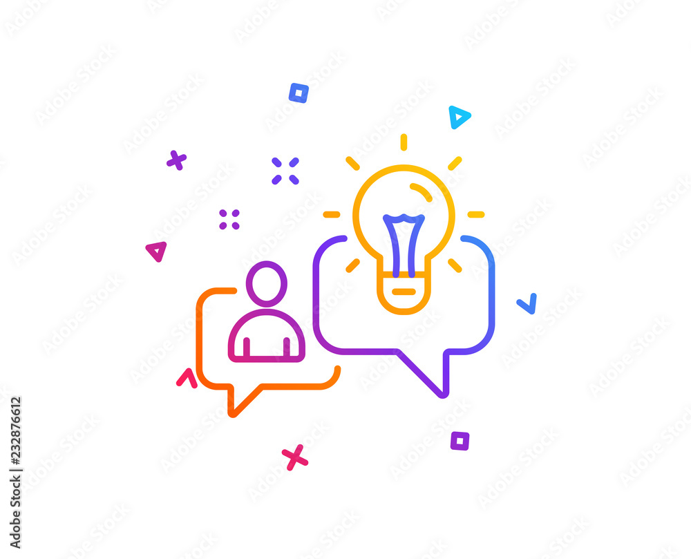 Idea line icon. Business management sign. Employee creativity symbol. Gradient line button. Idea icon design. Colorful geometric shapes. Vector Idea line icon. Business management sign. Employee creativity symbol. Gradient line button. Idea icon design. Colorful geometric shapes. Vector
