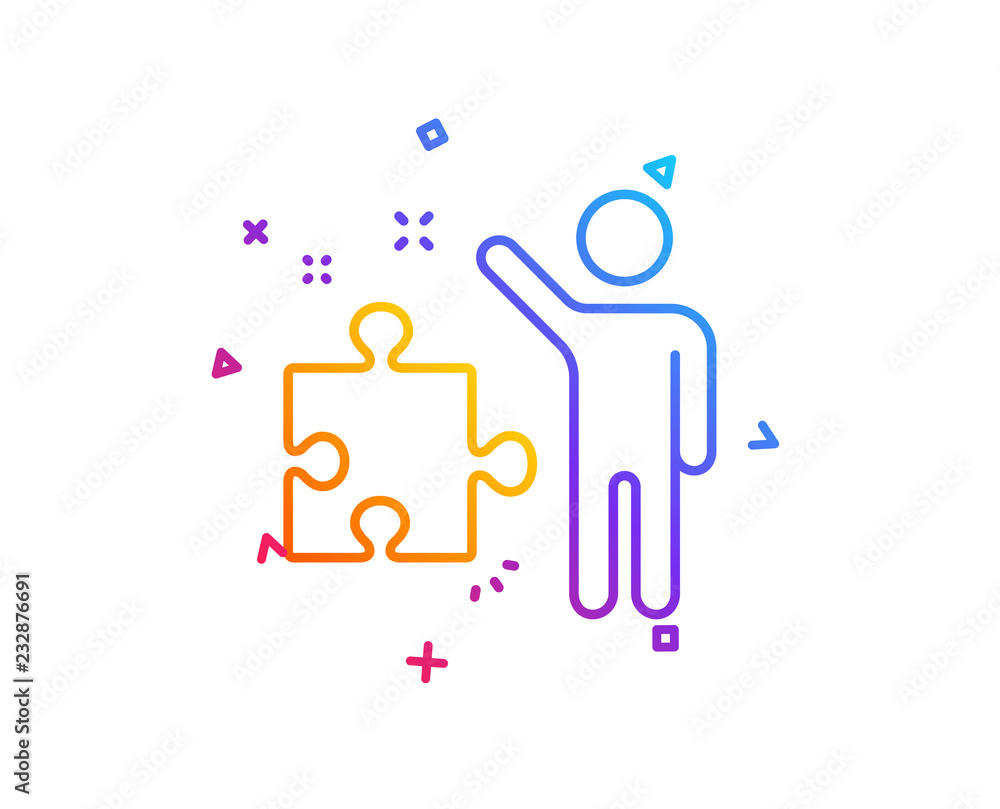 Strategy line icon. Business management sign. Puzzle symbol. Gradient line button. Strategy icon design. Colorful geometric shapes. Vector Strategy line icon. Business management sign. Puzzle symbol. Gradient line button. Strategy icon design. Colorful geometric shapes. Vector