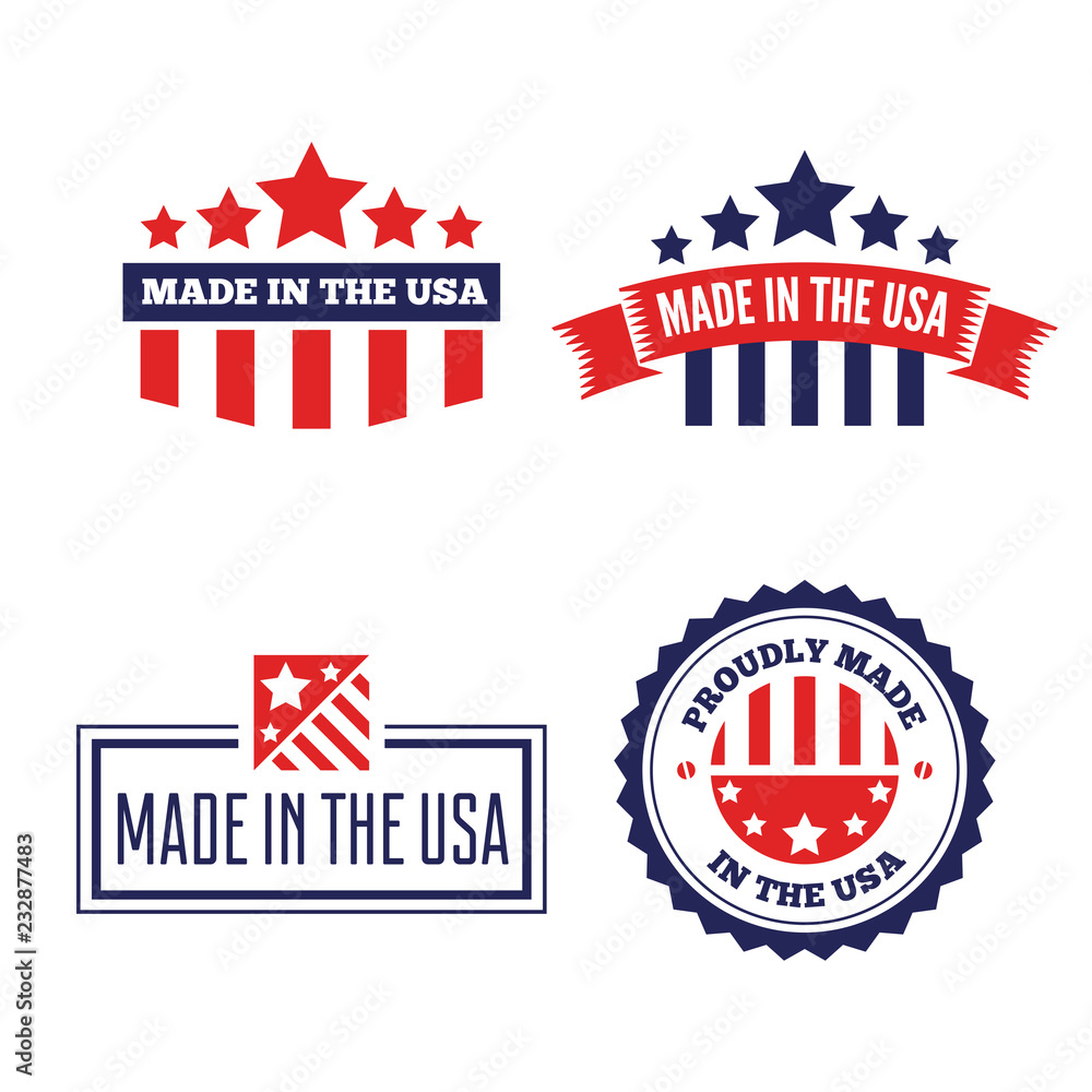 Set of Vector labels, logo, badges and signs made in USA