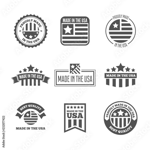 Set of Vector labels, logo, badges and signs made in USA
