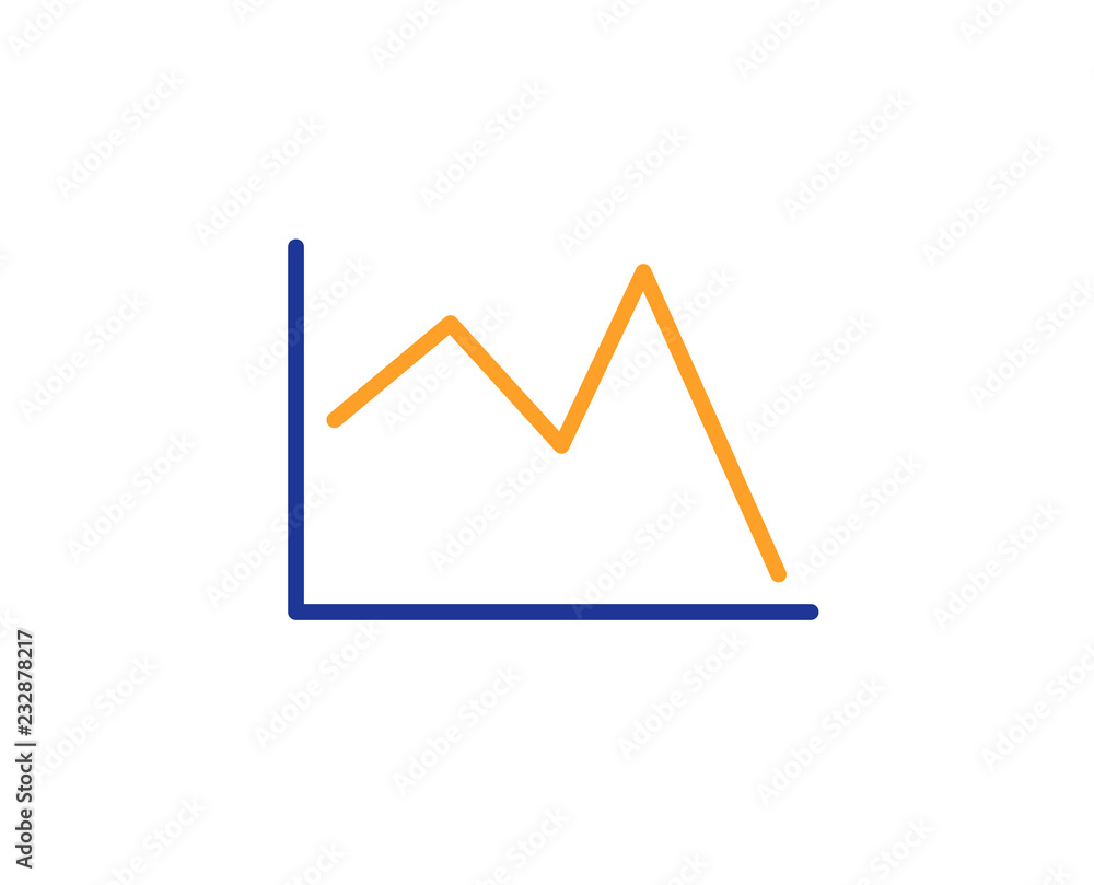 Line chart icon. Financial graph sign. Stock exchange symbol. Colorful outline concept. Blue and orange thin line color icon. Line chart Vector Line chart icon. Financial graph sign. Stock exchange symbol. Colorful outline concept. Blue and orange thin line color icon. Line chart Vector
