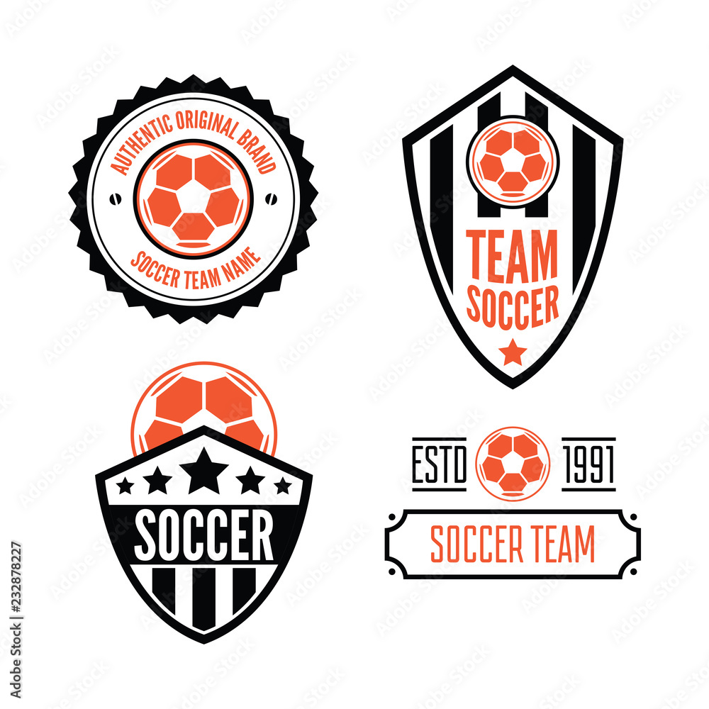 Fototapeta premium Set of Football or soccer Club Logo Set Vector Template Design