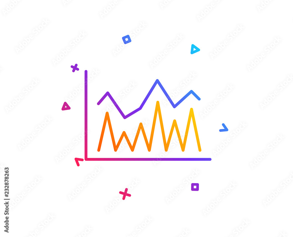 Line chart icon. Financial growth graph sign. Stock exchange symbol. Gradient line button. Investment icon design. Colorful geometric shapes. Vector Line chart icon. Financial growth graph sign. Stock exchange symbol. Gradient line button. Investment icon design. Colorful geometric shapes. Vector