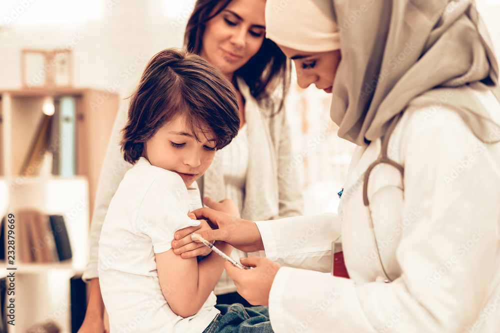 Arabic Female Doctor Hold Syringe with Injection Stock Photo Adobe Stock