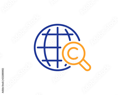 International Ð¡opyright line icon. Copywriting sign. World symbol. Colorful outline concept. Blue and orange thin line color icon. International Ð¡opyright Vector