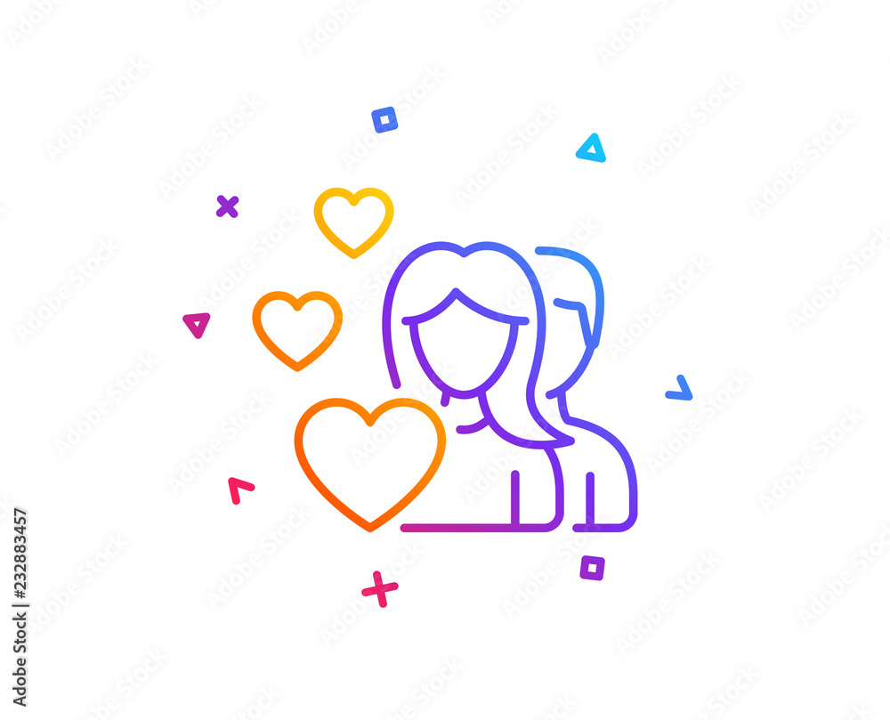 Couple Love line icon. Group of People sign. Valentines day symbol. Gradient line button. Couple icon design. Colorful geometric shapes. Vector Couple Love line icon. Group of People sign. Valentines day symbol. Gradient line button. Couple icon design. Colorful geometric shapes. Vector