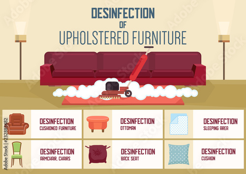 Disinfection Upholstered Furniture. Vector.