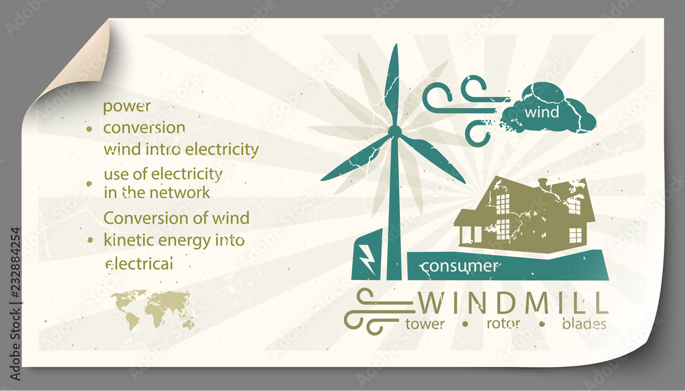 Renewable energy from wind turbines templates infographics