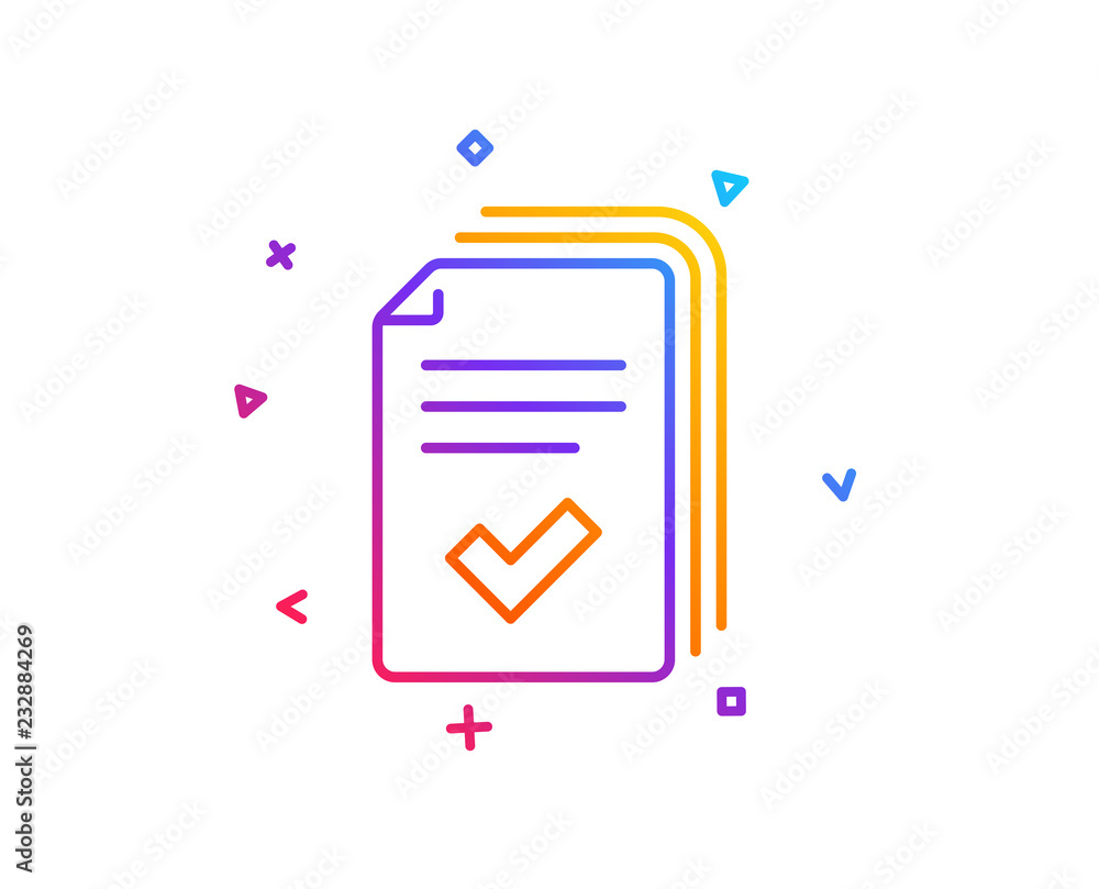Handout line icon. Documents example sign. Gradient line button. Handout icon design. Colorful geometric shapes. Vector Handout line icon. Documents example sign. Gradient line button. Handout icon design. Colorful geometric shapes. Vector