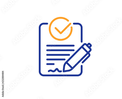Rfp line icon. Request for proposal sign. Report document symbol. Colorful outline concept. Blue and orange thin line color icon. Rfp Vector