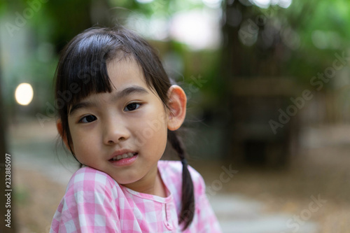 Portrait Asian kid little girl smiling happy