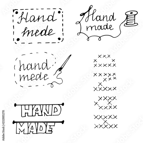 Doodle logo handmade lettering black outline