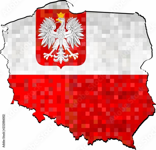 Grunge Poland map with flag inside - Illustration, 
Abstract grunge mosaic map of Poland