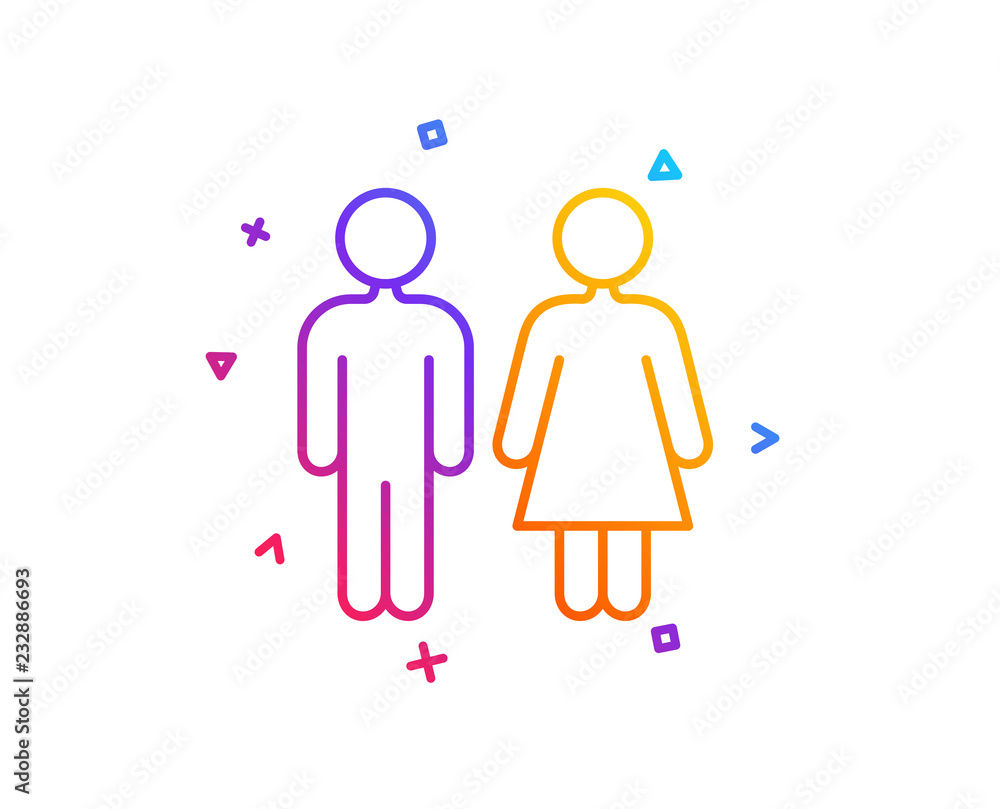 Restroom line icon. WC toilet sign. Public lavatory symbol. Gradient line button. Restroom icon design. Colorful geometric shapes. Vector Restroom line icon. WC toilet sign. Public lavatory symbol. Gradient line button. Restroom icon design. Colorful geometric shapes. Vector