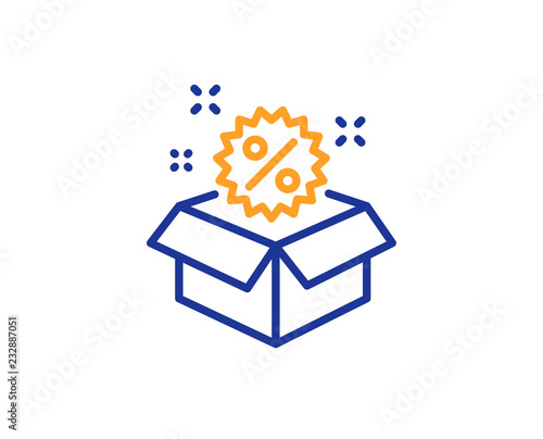 Sale line icon. Shopping discount sign. Clearance symbol. Colorful outline concept. Blue and orange thin line color icon. Sale Vector