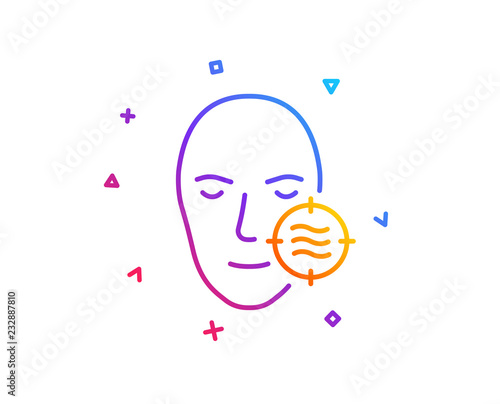 Problem face skin line icon. Need facial care sign. Target symbol. Gradient line button. Problem skin icon design. Colorful geometric shapes. Vector