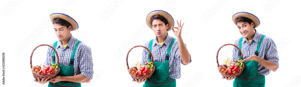 Young farmer isolated on the white background
