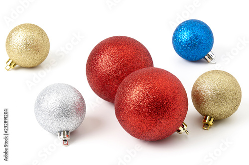 Christmas ornaments on white background. Christmas decoration. Christmas ball. Christmas backgrounds.