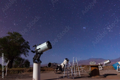 Astronomical tour at Atacama Desert close to San Pedro de Atacama town in Chile. An easy way to see the space in the darkest skies on the Earth photo