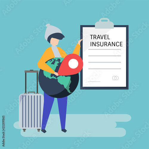 A traveler with a travel insurance policy document