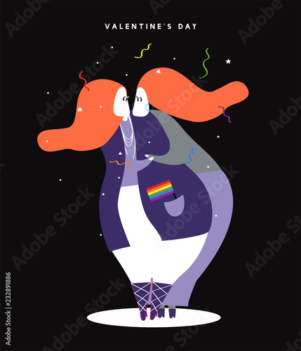 Happy homosexual Valentine&#39;s day concept illustration