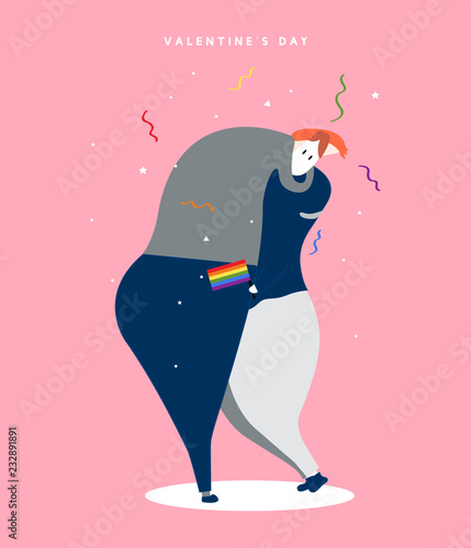 Happy homosexual Valentine&#39;s day concept illustration