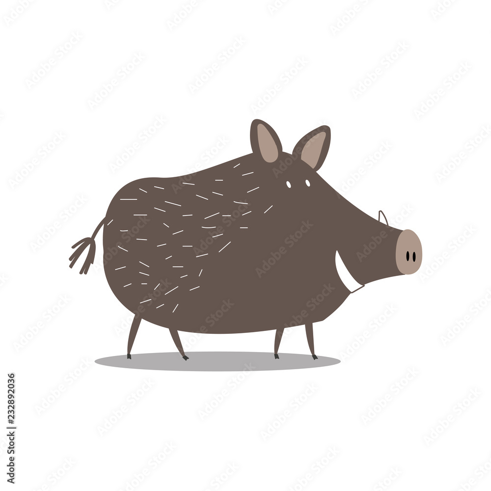 Cute wild boar cartoon illustration Cute wild boar cartoon illustration