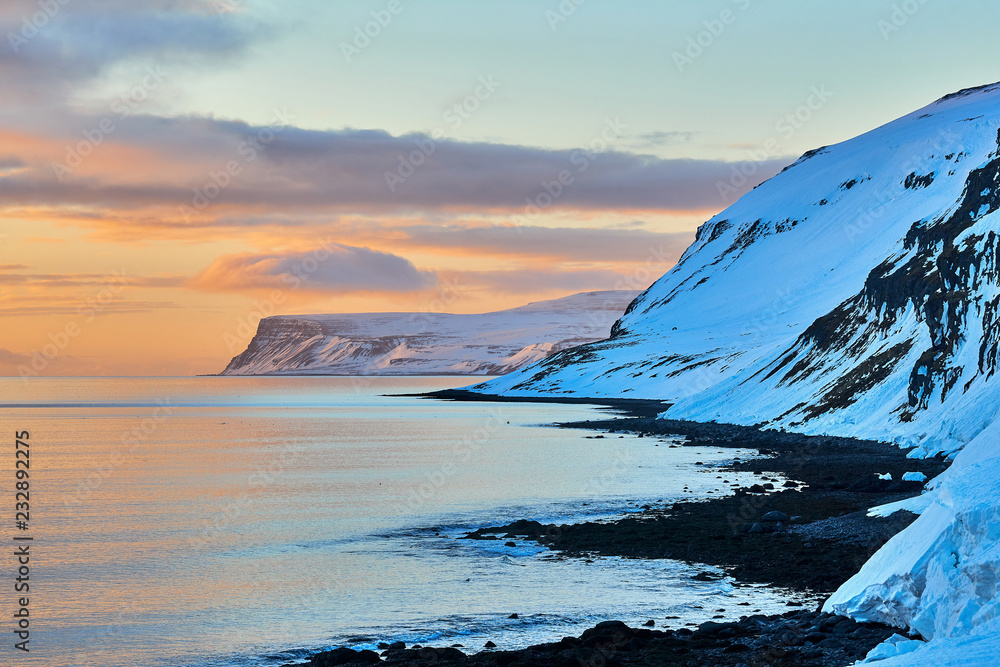Wonderful winter sunrise in Iceland.