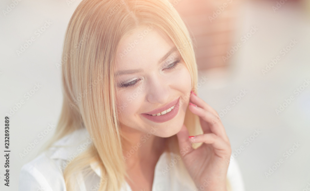 closeup face of a beautiful young woman closeup face of a beautiful young woman